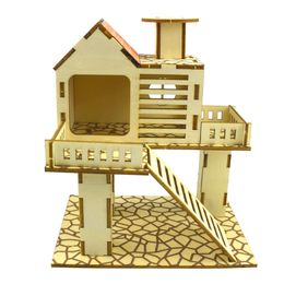 Hamster en bois villa house grimpe jouet cachette nidite habitat pour chinchillas cobayes coussins petits animaux 5 styles