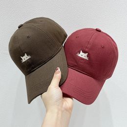 Han édition demi visage chat doux casquette de Baseball broderie été femme Joker crème solaire mâle noir loisirs beau Couple 231228