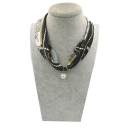 Han Jing Multi-color Sieraden Verklaring Ketting Hanger Sjaal Vrouwen Bohemen Halsdoek Foulard Femme Accessories2063