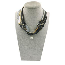 Han Jing Multi-color Sieraden Verklaring Ketting Hanger Sjaal Vrouwen Bohemen Halsdoek Foulard Femme Accessories2391