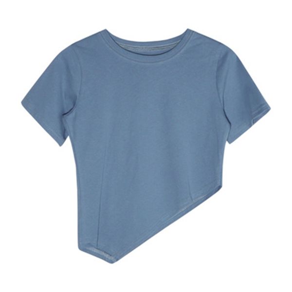 HAN T-shirt à manches courtes pour femmes, version coréenne d'été, design multicolore, simple et polyvalent, ourlet irrégulier W220422