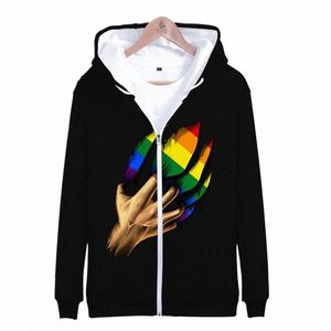 Hand En Lgbt 3D Mannen Vrouwen Hoodie Sweatshirts Gay Love Gay Regenboogvlag Rits Trainingspak Jongen/Meisjes Jassen vrouwelijke mannelijke hoody l1GV #