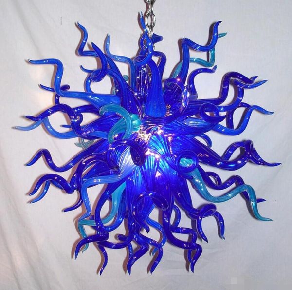 Lampes Lustres Bleus Soufflés À La Main Éclairage LED Chambre Salon Murano Verre Pendentif Lumières Mini Art Décor Lustre En Cristal