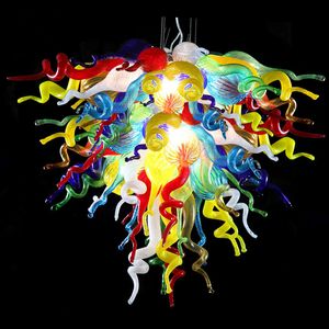 Handgeblazen glazen kroonluchter Fancy hanglampen Multicolor LED -lichten Foyer Huis plafondverlichting Chihuly -stijl Kroonluchters voor Handicraft LR1102 van de showcase