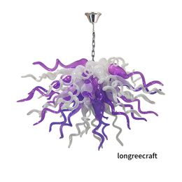 Handgeblazen glas kroonluchter licht eigentijdse hanger lampen Itali￫ ontwerp paarse witte kleur led bollen dale chihuly kunst verlichting armaturen glans kroonluchters lr1483