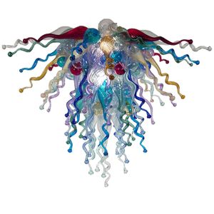 Lámparas colgantes de araña de cristal soplado a mano Decoración de arte nórdico multicolor Iluminación interior LED personalizada para decoración de la casa Sala de estar