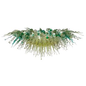 Lustre en verre soufflé à la main Spring Grass Dew Suspension Couleur verte Éclairage personnalisé LED Économie d'énergie pour le salon 48 par 24 par 20 pouces