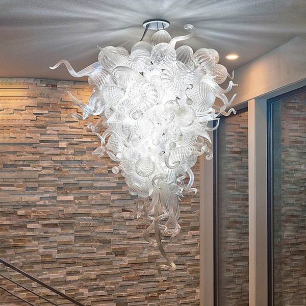 Lampes de lustres en verre soufflé à la main Éclairage de plafond transparent Lampe suspendue à chaîne décorative pour décor de chambre 36 ou 40 pouces