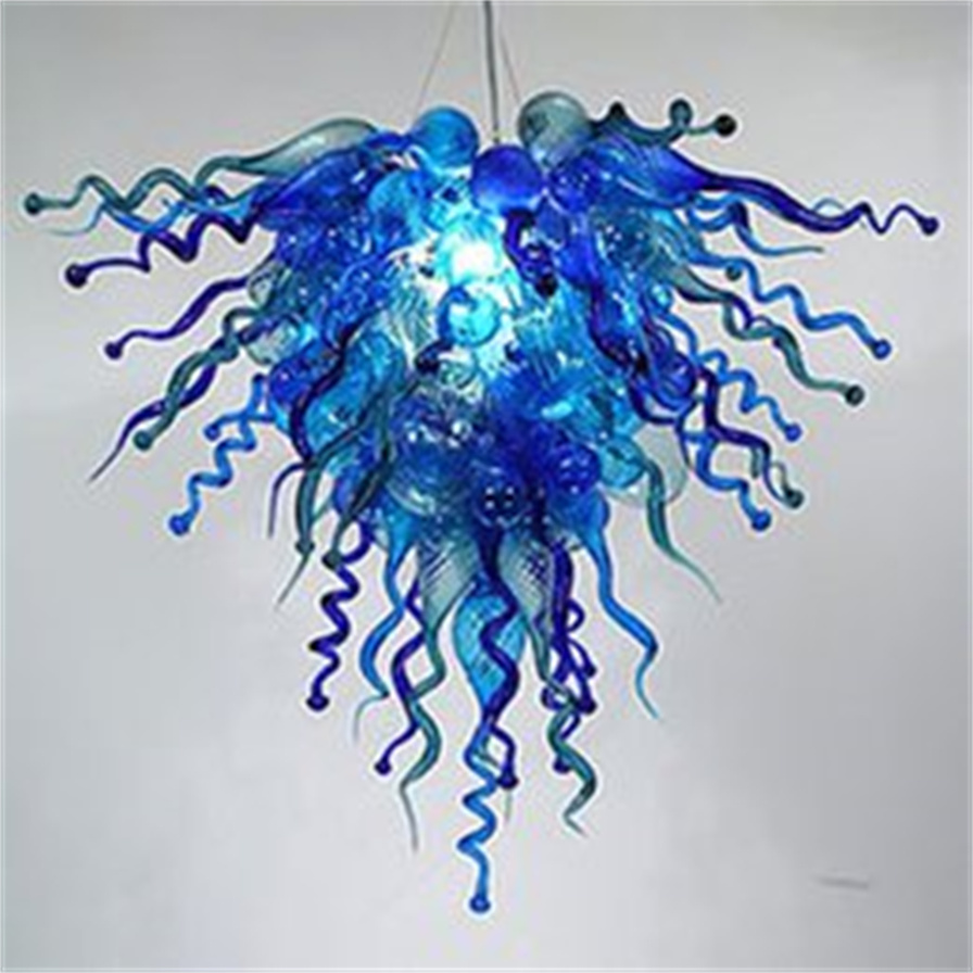 Lustre en cristal de verre soufflé à la main LED Art suspension bleu W80x70CM éclairage intérieur décoration de salon moderne