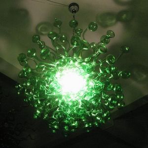 Lampe de lustre en verre vert soufflé à la main LED lustres à bulles modernes lampes suspendues salon restaurant décoration artistique personnalisée 26 ou 30 pouces