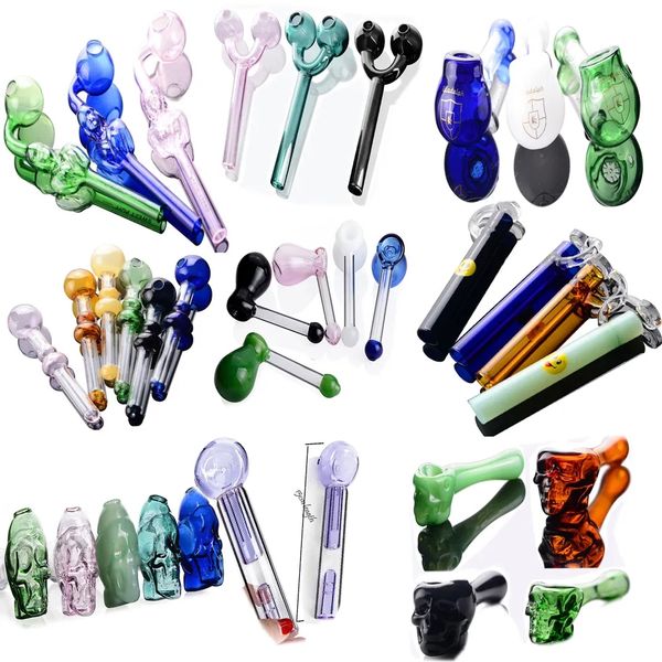 Rainbow Glass Oil Burner Pipes Water Pipe pipas para fumar mano soplar cabeza redonda bobina de color