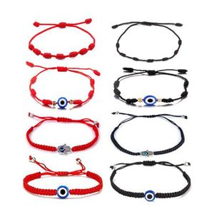 Bracelet en corde tressée à la main pour hommes et femmes, fil rouge, breloque porte-bonheur réglable, bijoux d'amitié, GC1268, 2022