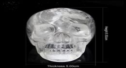 Crâne en cristal transparent naturel sculpté à la main, pierre précieuse, tête d'alien humain pour la guérison, cadeaux d'halloween Reiki 8419083
