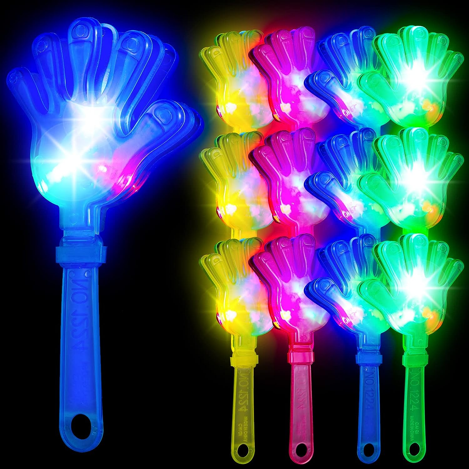 Hand Clappers 9.5 Inch Light up LED Noisemakers Loud Noise Maker Toy Clap Toys for Fiesta Birthday Party Favors Supplies