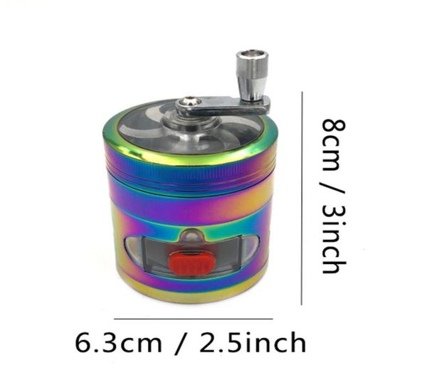 CRANK RAIN-COW GRINDERS COLORFUR SHORSTLE GRINDERS ZINC ALLIAG METAL GRIND 63 mm 4 couches Dry Herb Grinders Herb Crushers BH3483866