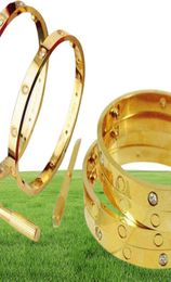 Barcelettes à manchette à main 316l en acier inoxydable 18 carats en or bracelet à vis de tournevis plaqués pour hommes et femmes amant anniversaire gif7642011