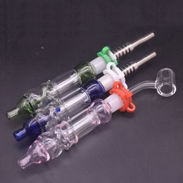 Hand Dab Straw Pipe Rig glass Oil Burner bong Accesorios para fumar para cachimbas con punta de cuarzo de titanio 45 grados quarz banger nail 2pcs