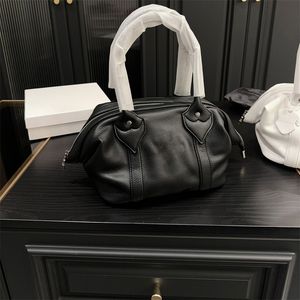 Bolso de diseñador de mano con logotipo de letra y asa con cremallera, bolso de cuero de lujo a la moda para mujer, clásico, negro, de primera calidad.