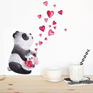 Adhesivo de pared de Panda dibujado a mano, Mural artístico de estilo chino, decoración de armario para sala de estar, dormitorio, decoración del hogar, pegatinas de animales bonitos