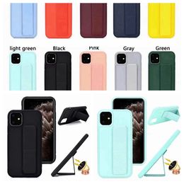 Handgevoel Zacht TPU-hoesjes voor Iphone 15 14 Plus 13 12 11 Pro Max XR XS X 8 7 6 Huidgevoel Automagneet Zuig Magnetische houder Stand Grip Strip Telefoon achterkant