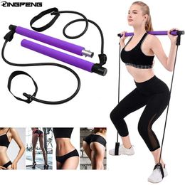 Pinces à main Kit de barre de Pilates portable avec bande de résistance équipement de gymnastique boucle de pied de remise en forme pour Yoga Stretch SitUp 231214