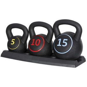 Handgrepen 3-delige Kettlebell Set met opbergrek Home Gym Oefening Fitness Gewichten 230616