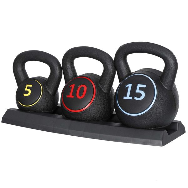 Poignées 3 pièces Kettlebell Set avec support de rangement Home Gym Exercise Fitness Weights 230616