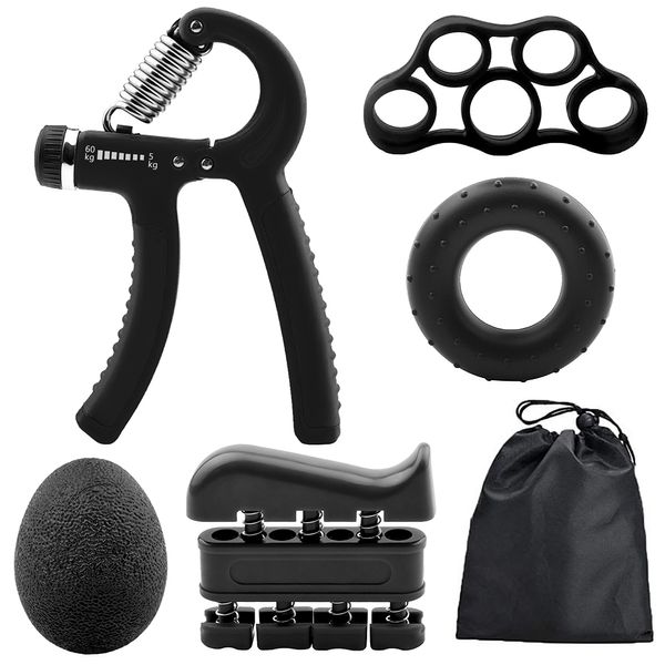 Poignées 6PC / Set Gym Fitness Ensemble de poignées réglables Kit Doigt Avant-bras Force Récupération musculaire Main Gripper Exerciseur Trainer 230715