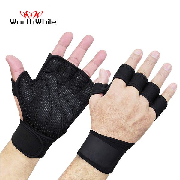 Empuñaduras que valen la pena Medio dedo Gimnasio Guantes de fitness Protector de palma de la mano con muñequera Soporte Crossfit Entrenamiento Levantamiento de pesas 230617