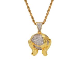 Hand vasthouden Earth Diamond Necklace Street Wind zware oefening Volledige diamantlegering Bigvinger Pendant Verticale middelvinger Hip Hop N9190251