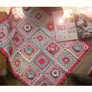 Handhaak haken roze deken handmatige vintage stijl gehaakte bankdekendikte oma vierkant 50x50cm 201113