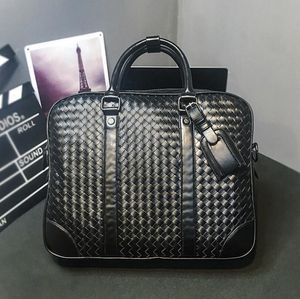 Handgebreide merk designer aktcases Nieuwe aankomst hoge kwaliteit zakelijke tassen voor mannen lederen zakelijke laptoptasdhl