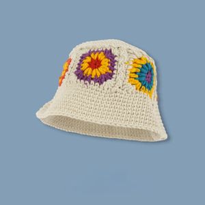 Tricoté à la main fleur creuse laine chapeau dames crème solaire pêcheur chapeau voyage voyage chapeau