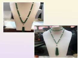 Hand geknoopt Long Natural Green Jade White Freshwater Pearl Micro Inlay Zirkoon Clasp Tassel Necklace Fashion Jewelry2172101