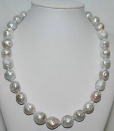Collier noué à la main 11-13mm, perle d'eau douce baroque classique blanche, 45cm, bijoux à la mode