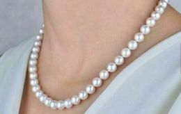 Collar de perlas blancas Akoya japonés de 9-10 mm AAAA de calificación superior resistente anudado a mano 18 240301