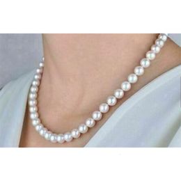 Collar de perlas blancas Akoya japonés de 910mm, resistente, anudado a mano, de alta calidad, AAAA, 18 ", 231225