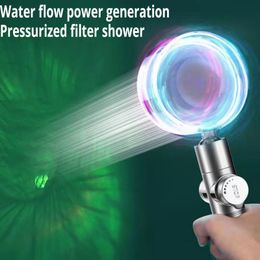 Pommeau de douche à main LED avec filtre à économie d'eau Buse de pluie haute pression Interrupteur réglable 7 Pommeau de douche à jet changeant de couleur 220504