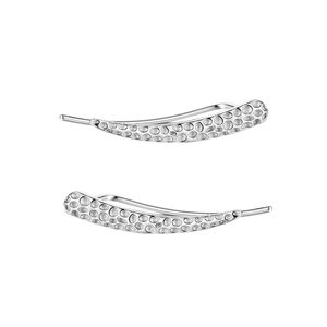 Hecho a mano American Cuff 925 Sterling Silver Curved U-shaped Long Row Pattern Vertical Art Ear Clip Simple Fashion Stud Pendientes para mujeres