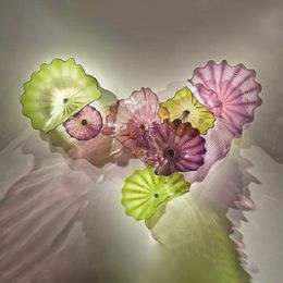 Handgemaakte Blown Lamp Kunst Plaat Moderne Groene Paars Kleur Murano Glas Abstracte Muur Decor Opknoping Platen Aanpassingen 15-40cm