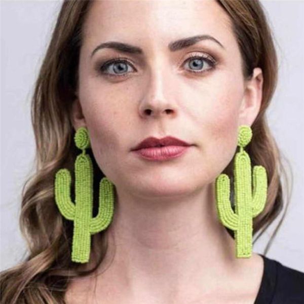 Pendientes con forma de Cactus hechos a mano, pendientes tipo candelabro colgantes para mujer, joyería bohemia encantadora E6964