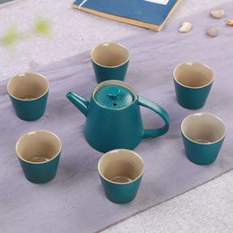 Service à thé mat en céramique fait à la main, décoration de salon de thé chinois, cafetière Simple, tasse à café, théière Kung Fu, thé Zen sain 240124