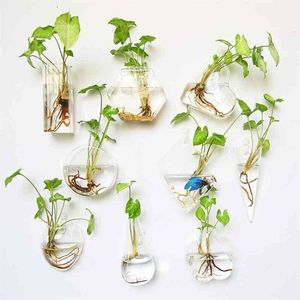 Handgemaakte Bloem Mand Groene Wijnstok Pot Planter Opknoping Vaas Container Wandinstallatie Mand voor Tuin LU03 210712