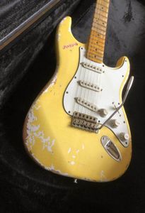 Handgemaakte Heavy Relic Masterbuilt Yngwie Malmsteen Play Loud Tribute ST elektrische gitaar esdoorn hals geschulpte toets Big Hea4738245