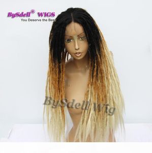 Handgemaakte Jamaica Dreadlock Pruik Synthetische Afro Dreadlocks Haar Zwart Ombre bruin teal blonde Dread Braid Lace Front pruiken voor zwart7904483