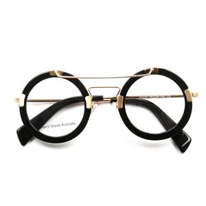 Cadres de lunettes de soleil à la mode Fabriqué à la main Verres optiques Cadre Homme Femmes 1960's Vintage Acetate Round Vyeglasses Femme Top Qualité K9220