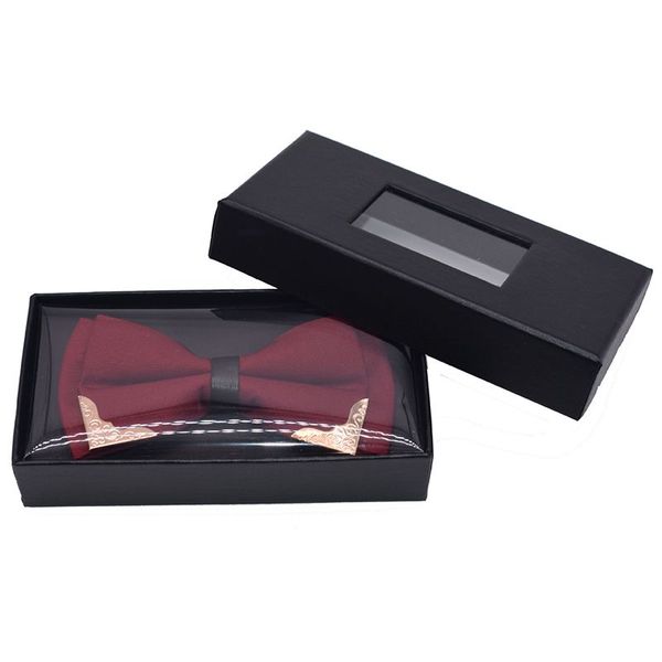 Cajas de papel hechas a mano, accesorios de moda, corbata, pajarita, pañuelo, conjunto de caja de embalaje de regalo, bolsa negra sólida Vintage clásica