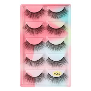 Fabriqué à la main réutilisable 5 paires de faux cils ensemble doux vif épais multicouche 3D faux cils extensions yeux maquillage couleur cils plateau 10 modèles DHL