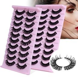 Faux cils courbés en D réutilisables fabriqués à la main, bouclés, croisés, épais, naturels, longs, multicouches, 3D, Extensions de cils à bande complète, maquillage pour les yeux