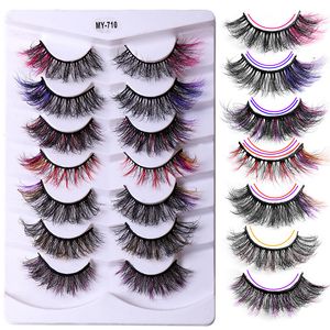 Extensiones de pestañas postizas de color multicapa reutilizables hechas a mano Luz suave Grueso Rizado 3D Pestañas falsas Tira completa Lash Messy Crisscross 8 Modelos DHL